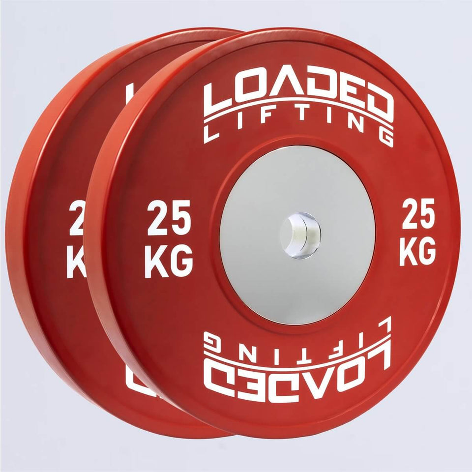 Loaded Lifting Equipment Weight Plates 25kg Competition Bumper Plates (pair)